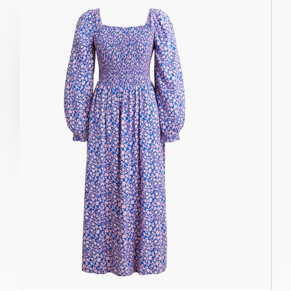 NWOT!! J. CREW, Floral Smocked Midi Dress With Pockets. Size XL - Picture 1 of 9